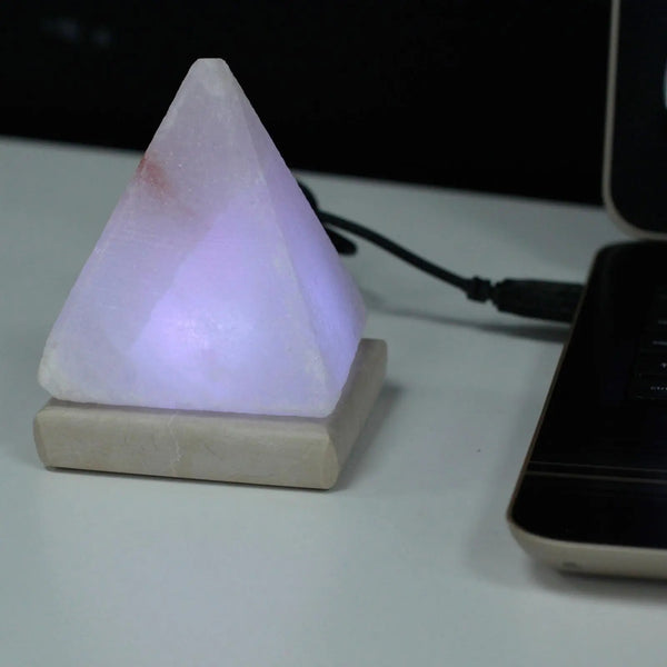Quality USB Pyramid WHITE Salt Lamp - 9 cm (multi) Spirit Journeys Gifts