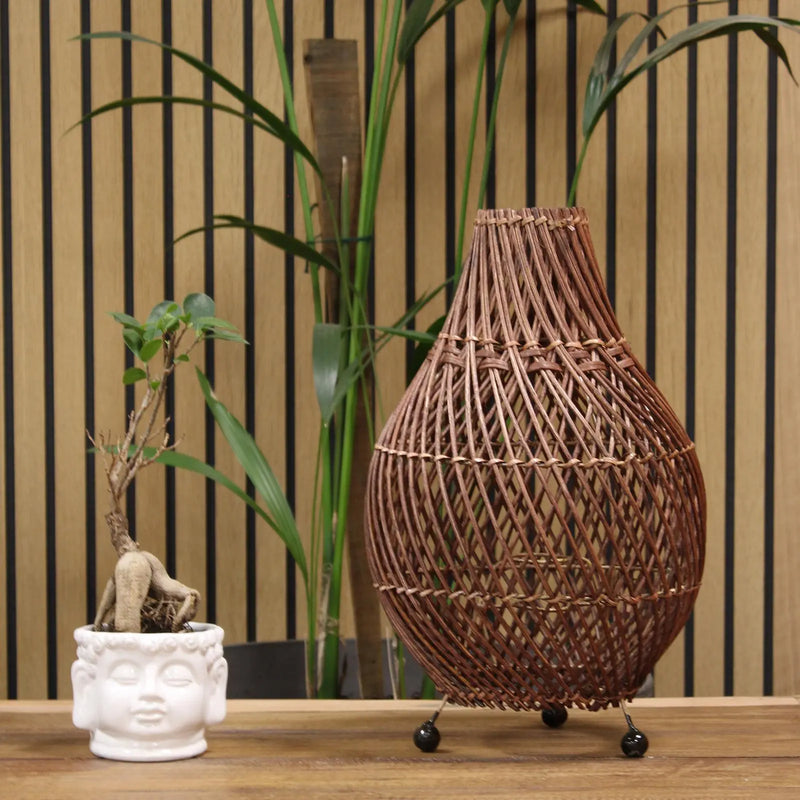 Rattan Table Lamps - Dark Brown Spirit Journeys Gifts