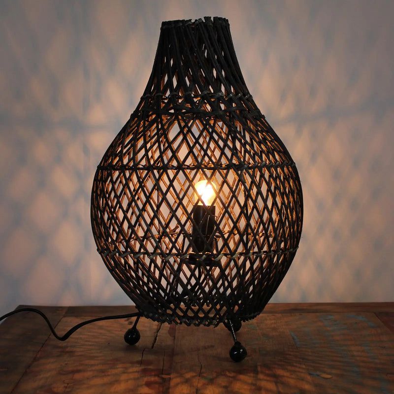Rattan Table Lamps - Dark Brown Spirit Journeys Gifts