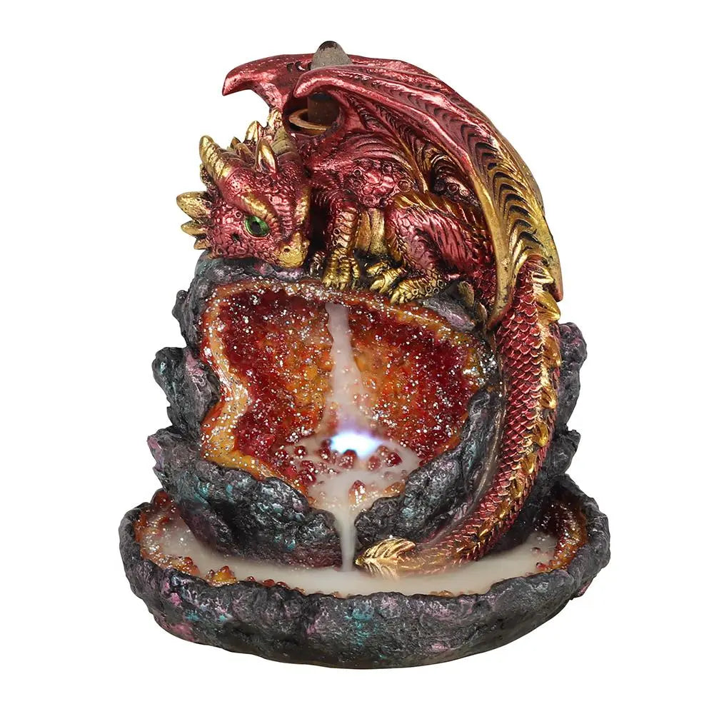 Red Dragon Backflow Incense Burner with Light Spirit Journeys Gifts