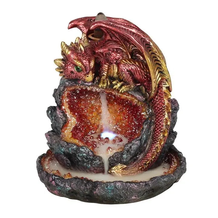 Red Dragon Backflow Incense Burner with Light Spirit Journeys Gifts