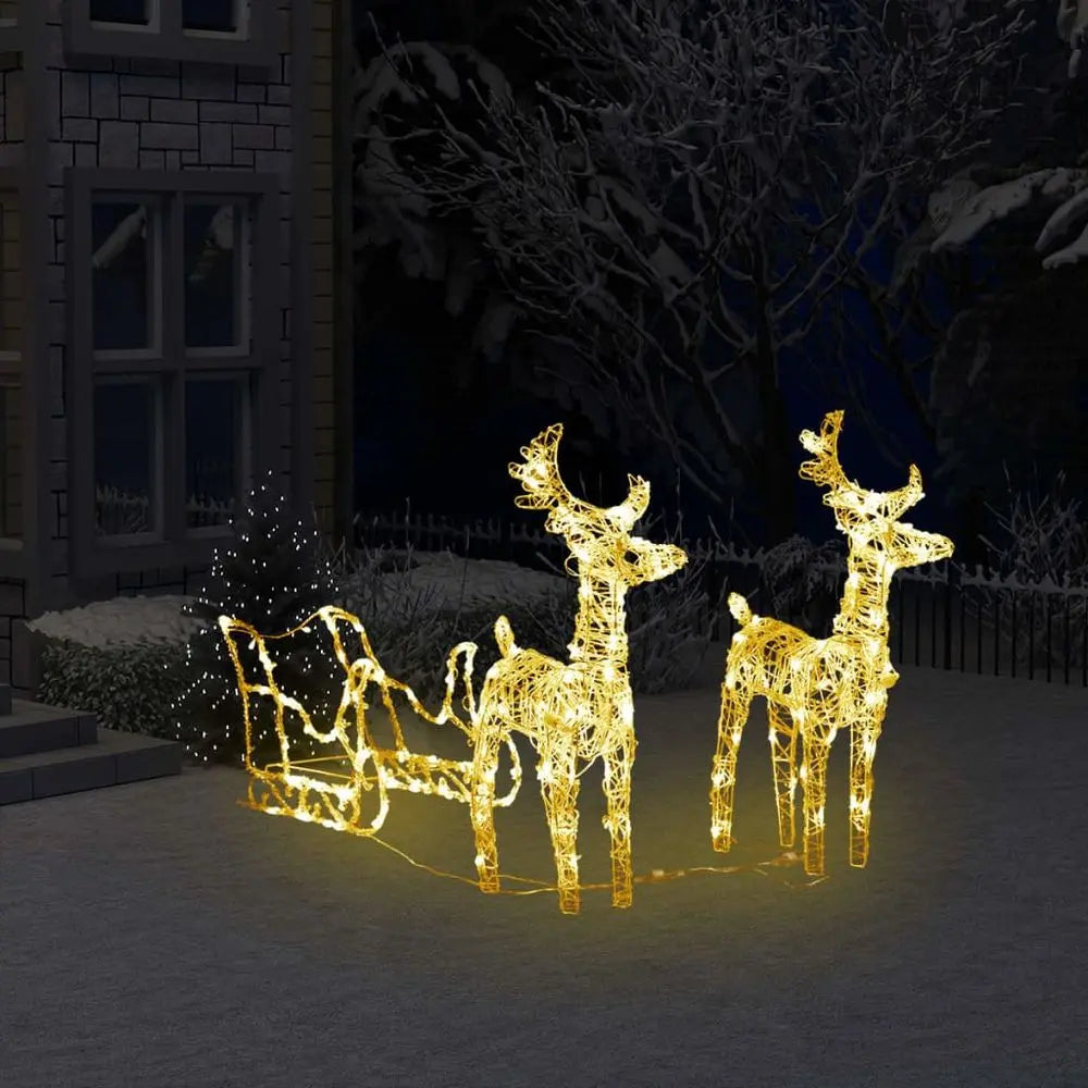 Reindeers & Sleigh Christmas Decoration 160 LEDs 130 cm Acrylic vidaXL