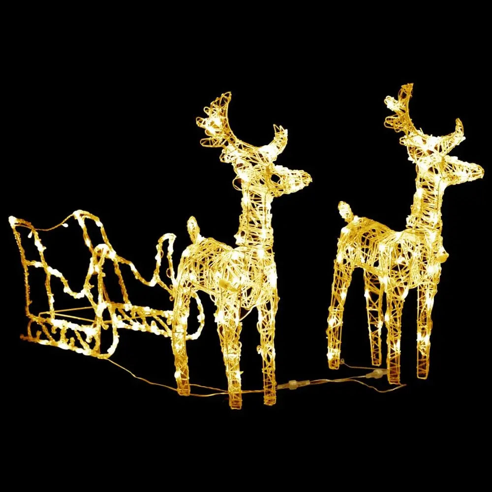 Reindeers & Sleigh Christmas Decoration 160 LEDs 130 cm Acrylic vidaXL