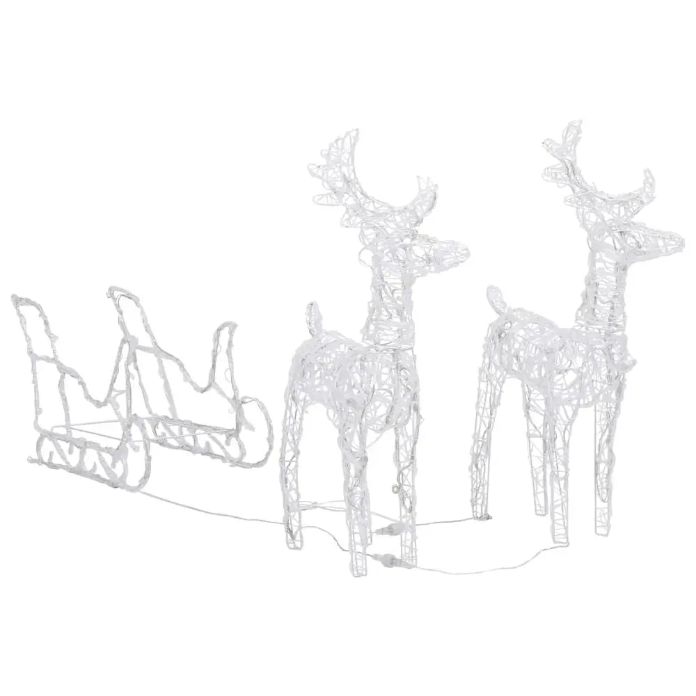 Reindeers & Sleigh Christmas Decoration 160 LEDs 130 cm Acrylic vidaXL