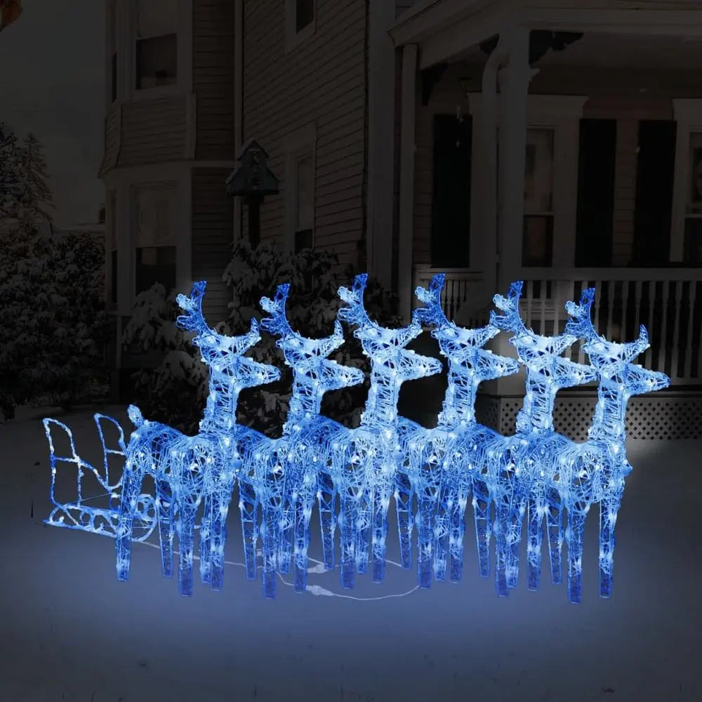 Reindeers & Sleigh Christmas Decoration 160 LEDs 130 cm Acrylic vidaXL