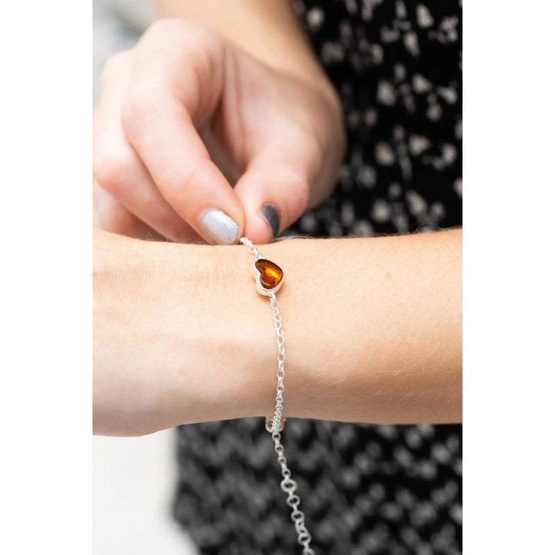 Reversible Dainty Amber Heart Bracelet Spirit Journeys Gifts