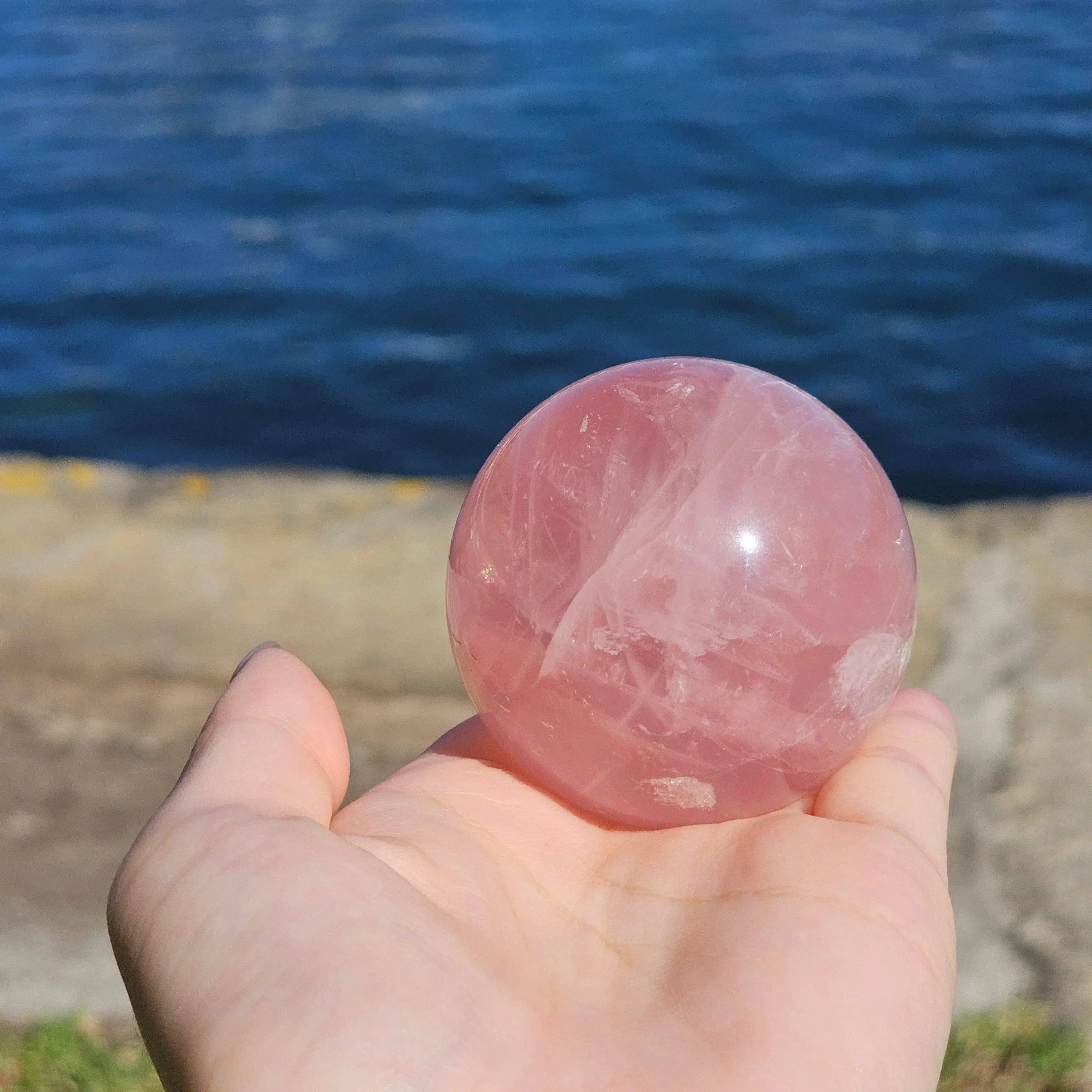 Rose Quartz Sphere - Love-Infused Crystal Ball for Heart Hea: 5-5.5 cm Moon Rituals