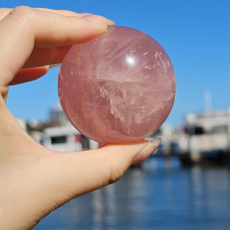 Rose Quartz Sphere - Love-Infused Crystal Ball for Heart Hea: 5-5.5 cm Moon Rituals