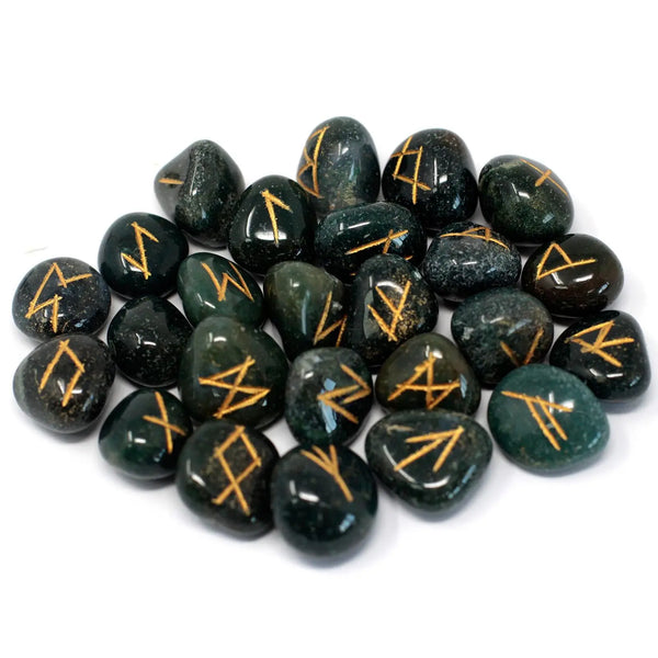 Runes Stone Set in Pouch  - Bloodstone Spirit Journeys Gifts