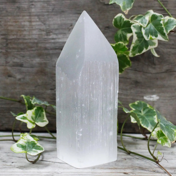 Selenite Pencil Point Tower - 15 cm Spirit Journeys Gifts