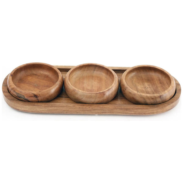 Set Of Three Bowls On Wooden Tray Order Notifications