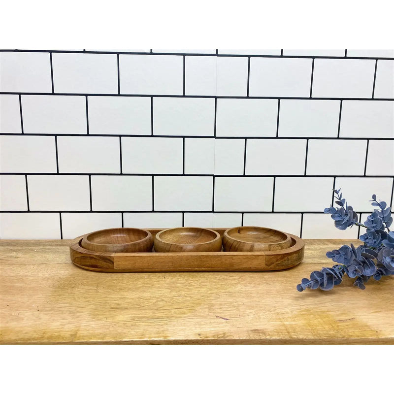 Set Of Three Bowls On Wooden Tray Order Notifications