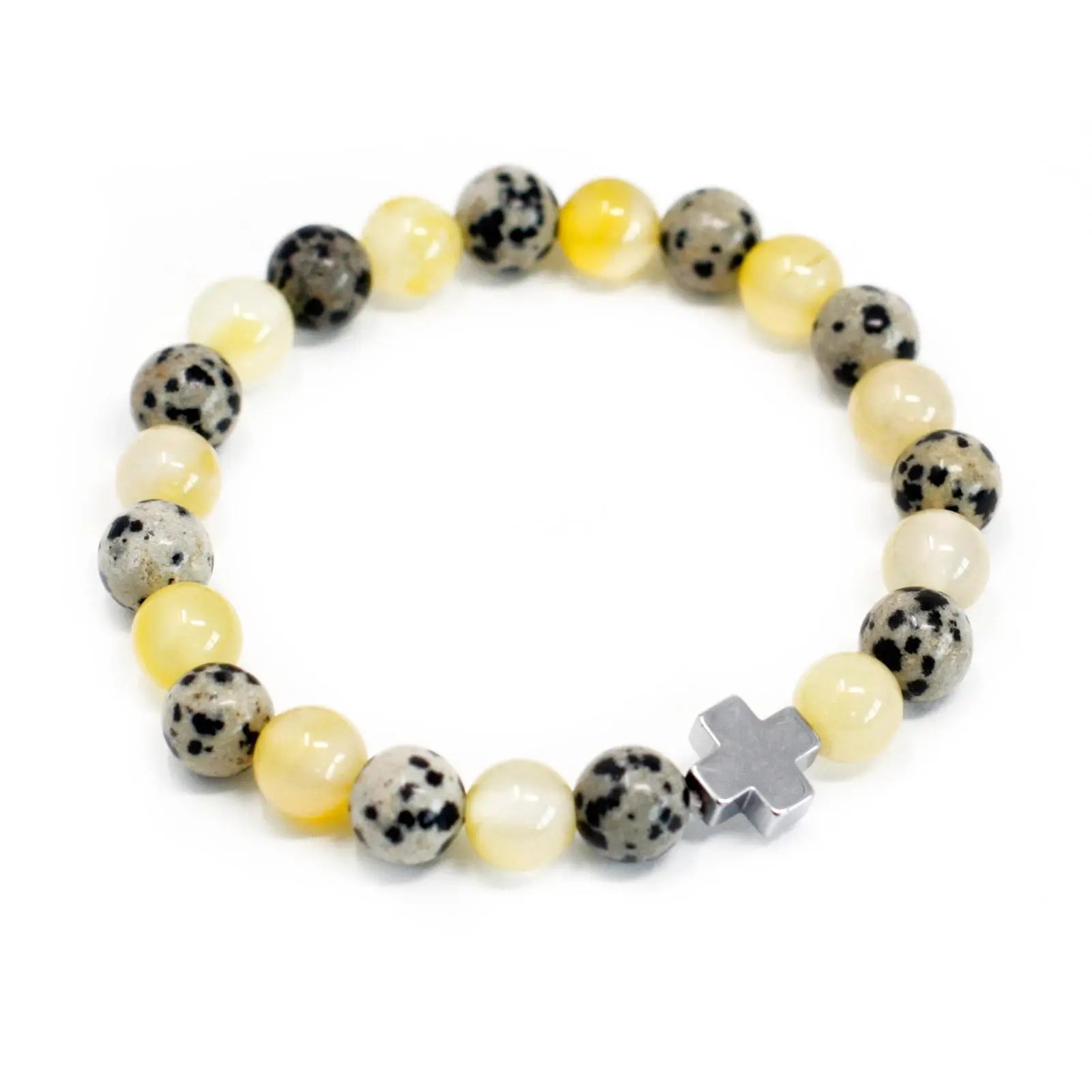 Set of 2 Gemstones Friendship Bracelets - Protection - Dalmatian Jasper & Yellow Agate Spirit Journeys Gifts