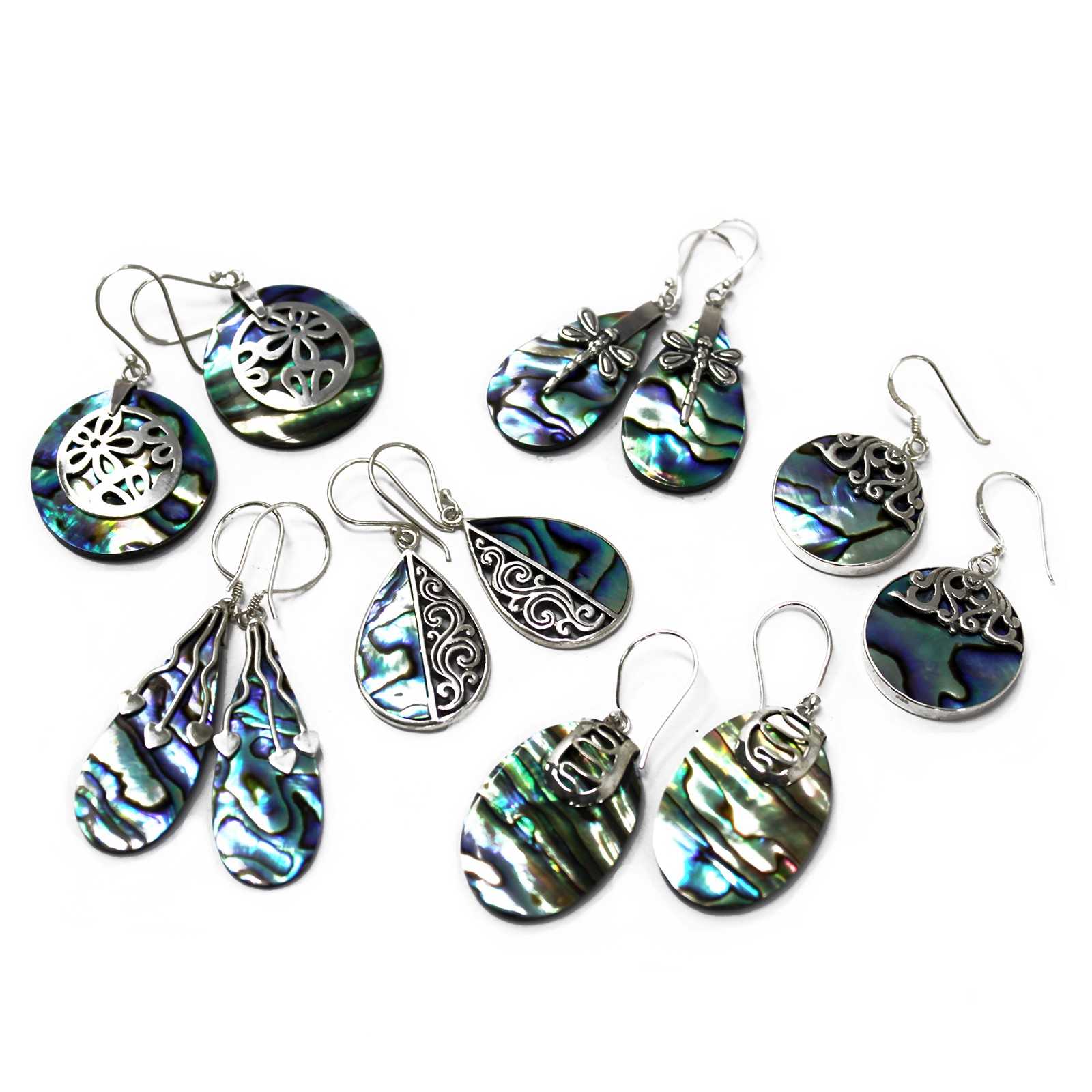 Shell & Silver Earrings - Dragonflies - Abalone Spirit Journeys