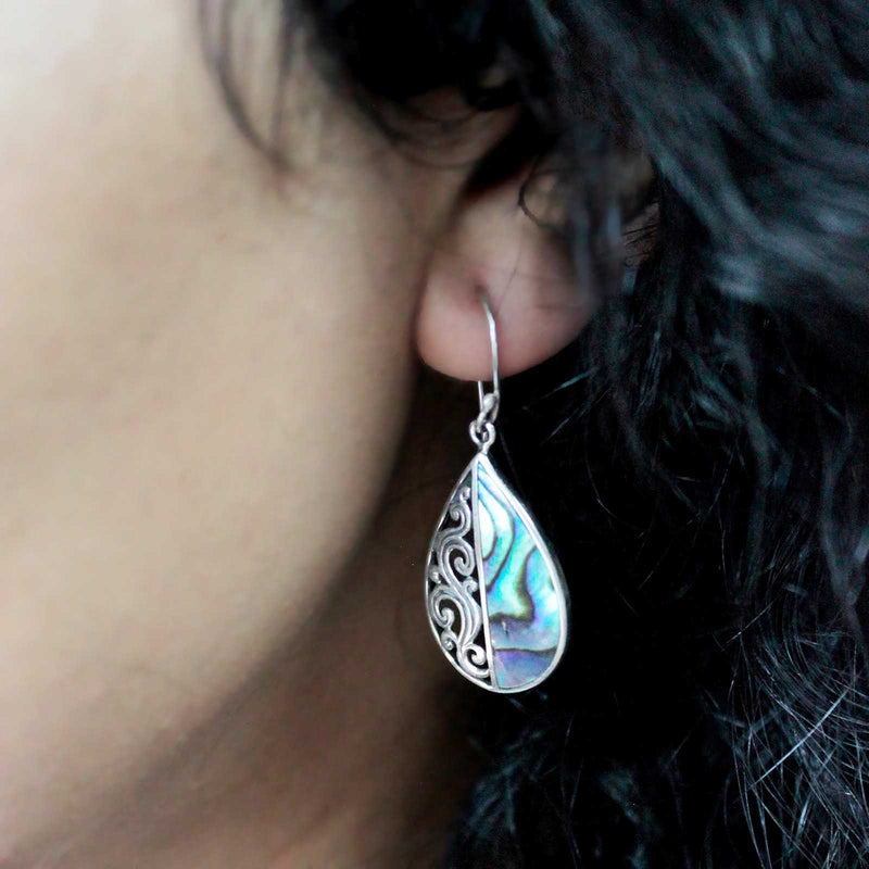 Shell & Silver Earrings - Dragonflies - Abalone Spirit Journeys