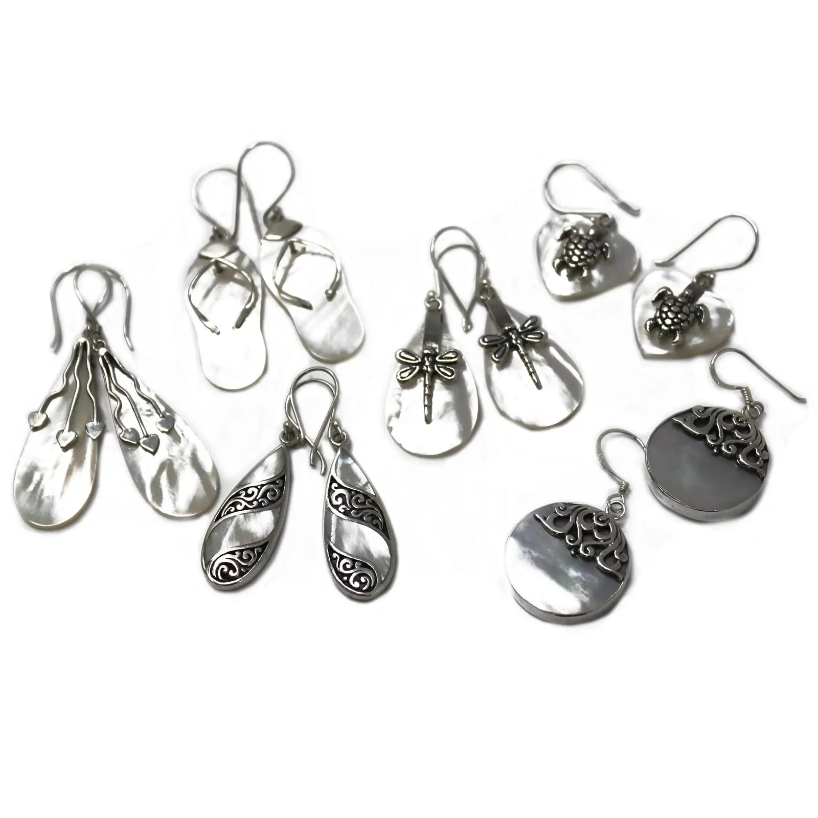 Shell & Silver Earrings - Dragonflies - MOP Spirit Journeys Gifts