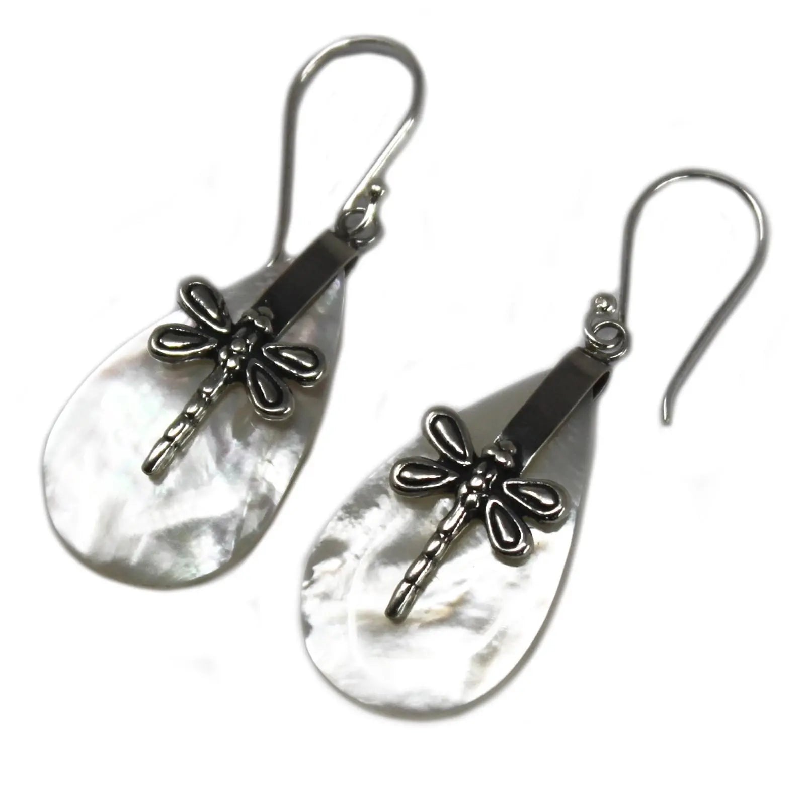 Shell & Silver Earrings - Dragonflies - MOP Spirit Journeys Gifts