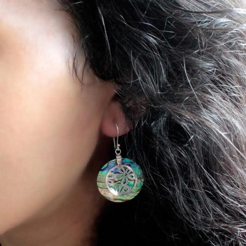 Shell & Silver Earrings - Dragonflies - MOP Spirit Journeys Gifts