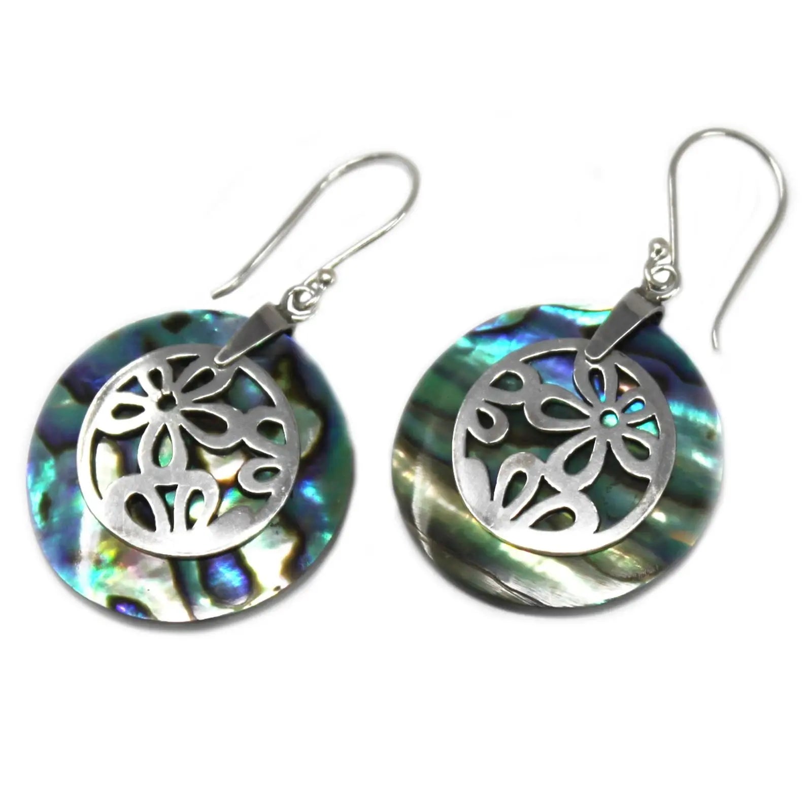 Shell & Silver Earrings - Flowers - Abalone Spirit Journeys Gifts