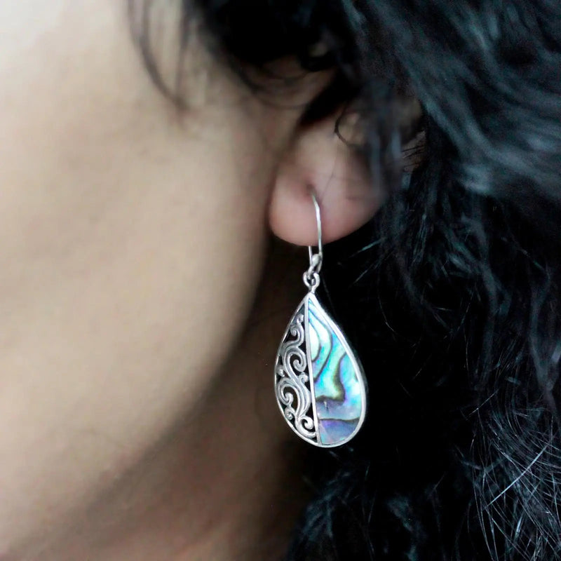 Shell & Silver Earrings - Flowers - Abalone Spirit Journeys Gifts