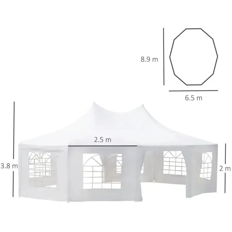 8.9 x 6.5m Decagonal Garden Gazebo Outdoor Wedding Party Heavy Duty w/ Sides Unbranded