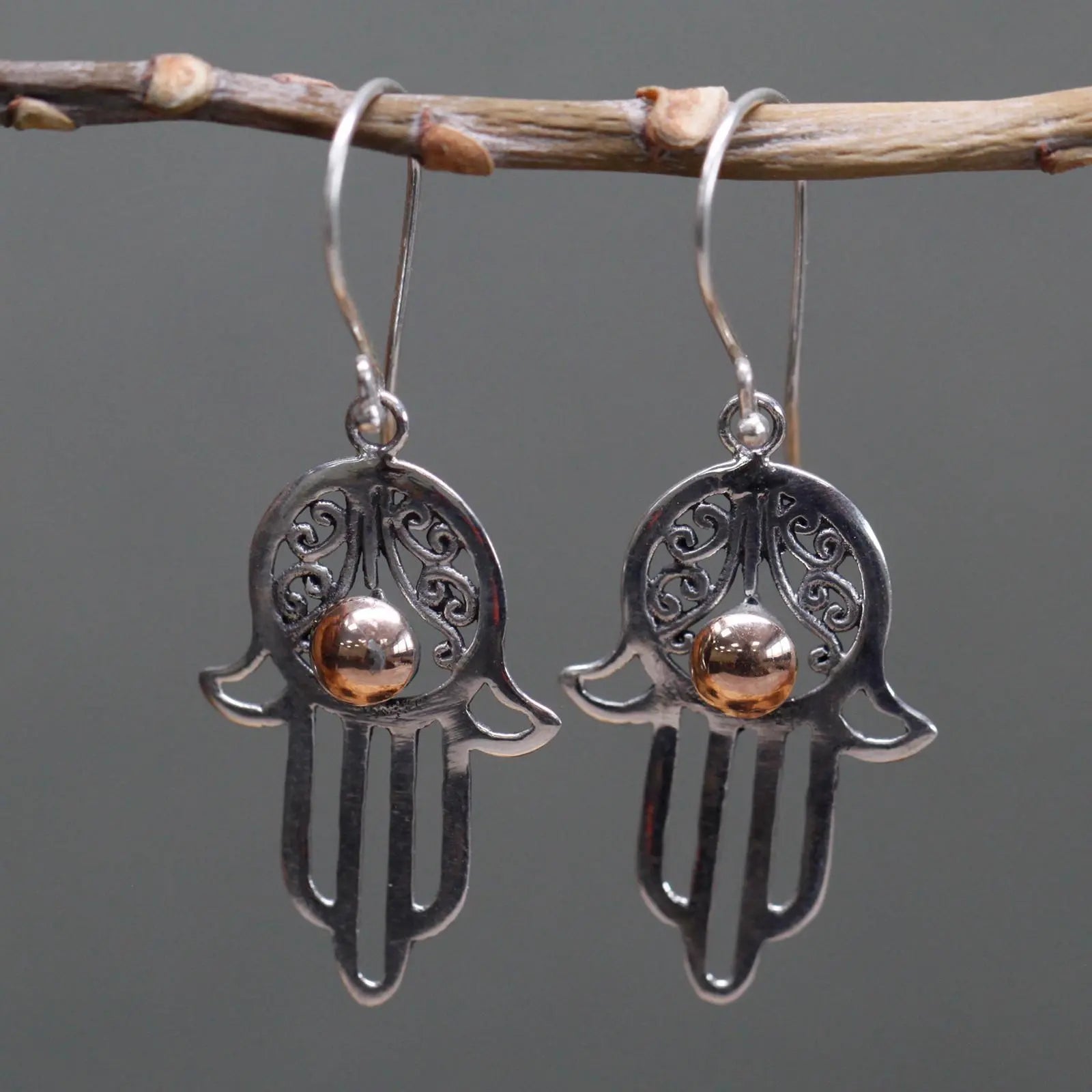 Silver & Gold Earring - Hamsa Spirit Journeys Gifts