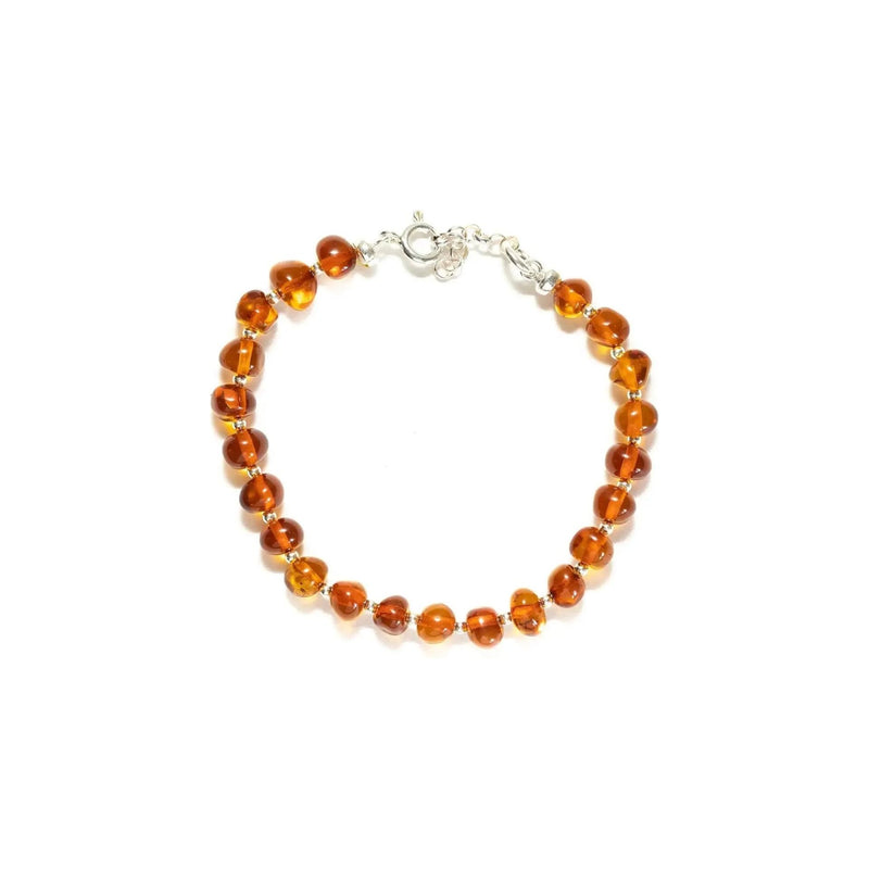 Silver and Polished Amber Nugget Bead Bracelet Spirit Journeys Gifts