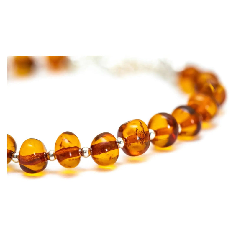 Silver and Polished Amber Nugget Bead Bracelet Spirit Journeys Gifts