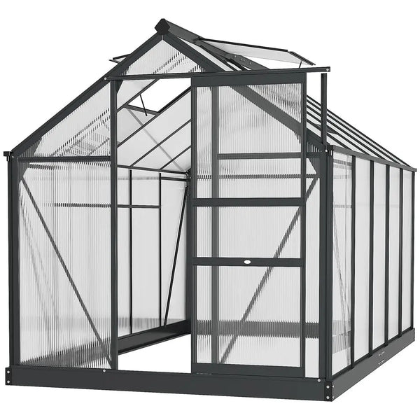 Polycarbonate Walk-In Garden Greenhouse Aluminium Frame w/ Slide Door 6 x 10ft Outsunny