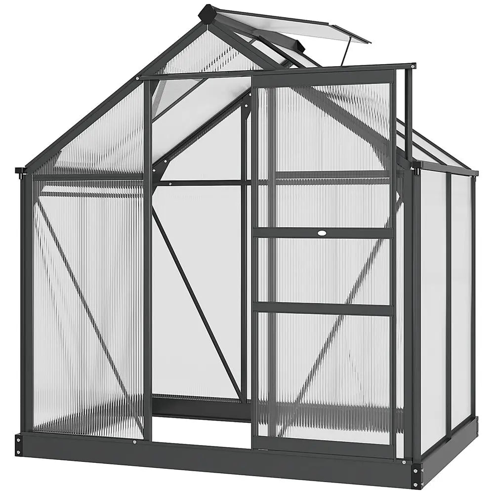 Polycarbonate Walk-In Garden Greenhouse Aluminium Frame w/ Slide Door 6 x 4ft Outsunny