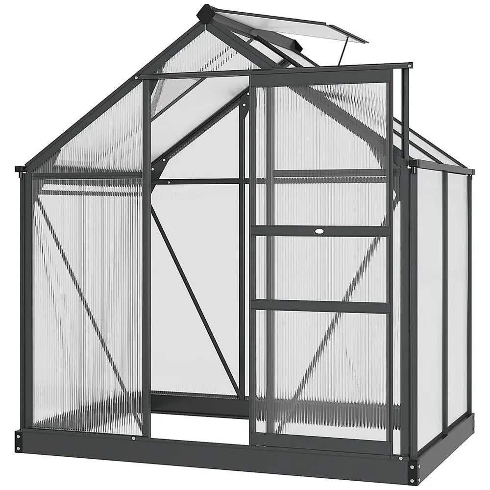 Polycarbonate Walk-In Garden Greenhouse Aluminium Frame w/ Slide Door 6 x 4ft Outsunny