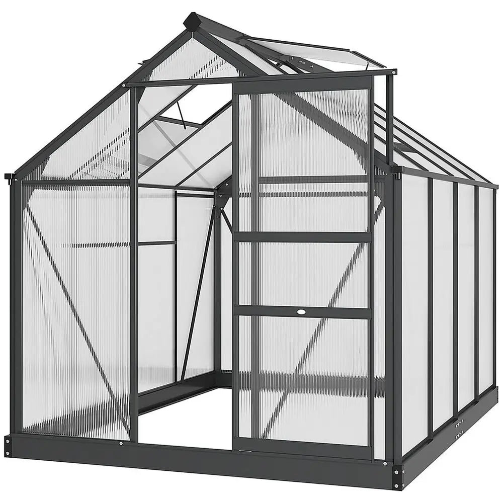 Polycarbonate Walk-In Garden Greenhouse Aluminium Frame w/ Slide Door 6 x 8ft Outsunny