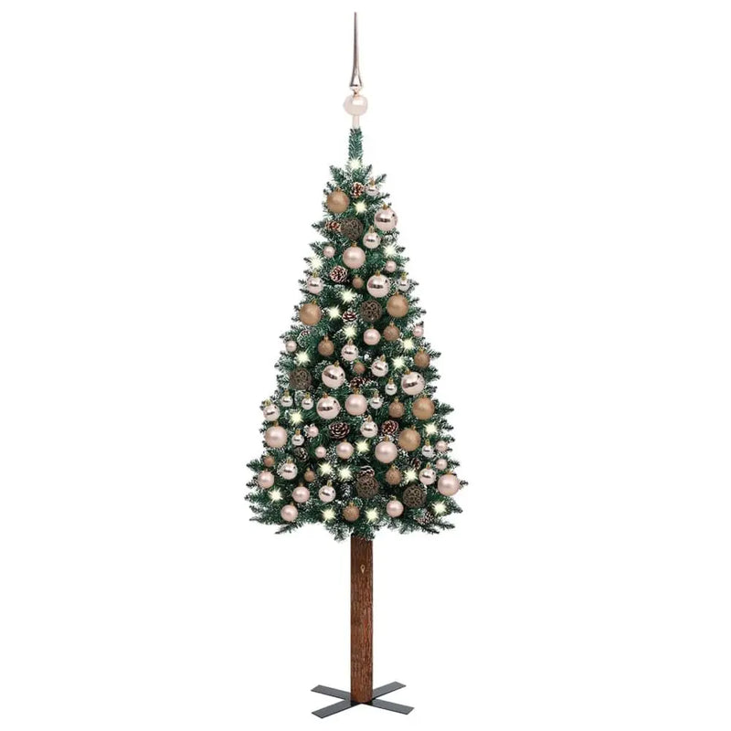 Slim Christmas Tree with LEDs&Ball Set Green 150 cm to  210 cm vidaXL