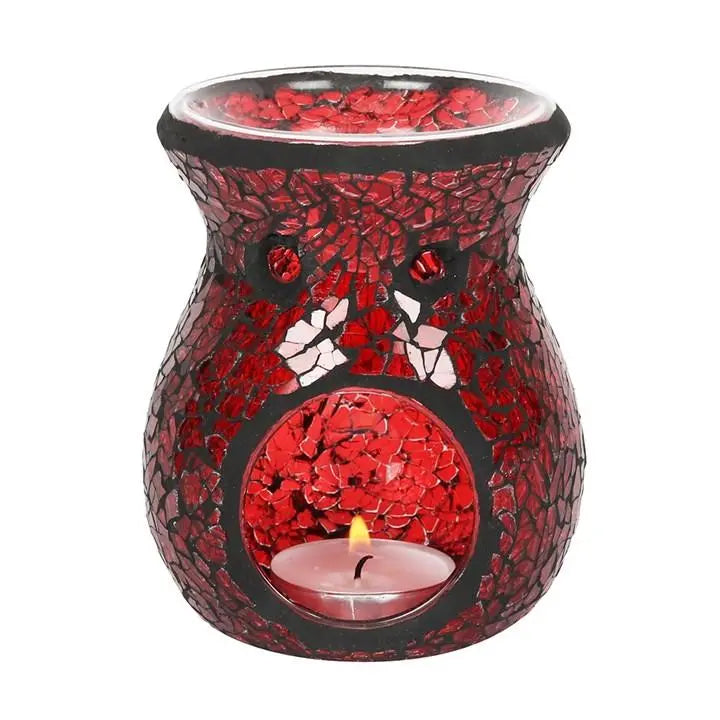 Small Red Crackle Glass Oil Burner Spirit Journeys Gifts