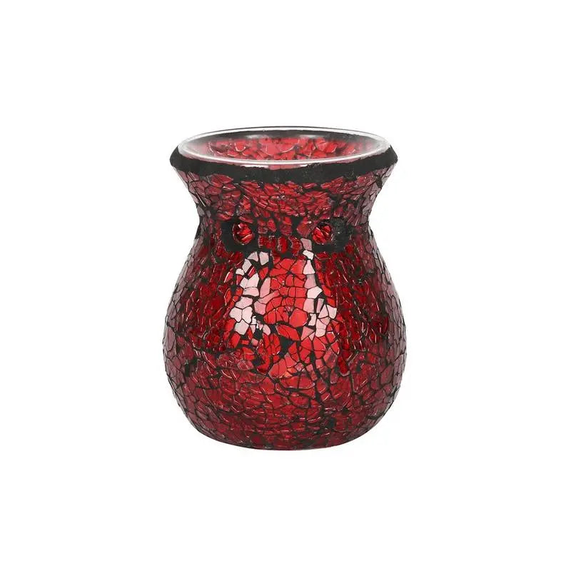 Small Red Crackle Glass Oil Burner Spirit Journeys Gifts