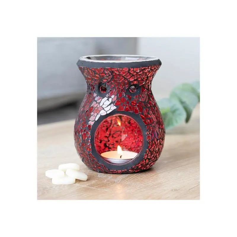 Small Red Crackle Glass Oil Burner Spirit Journeys Gifts