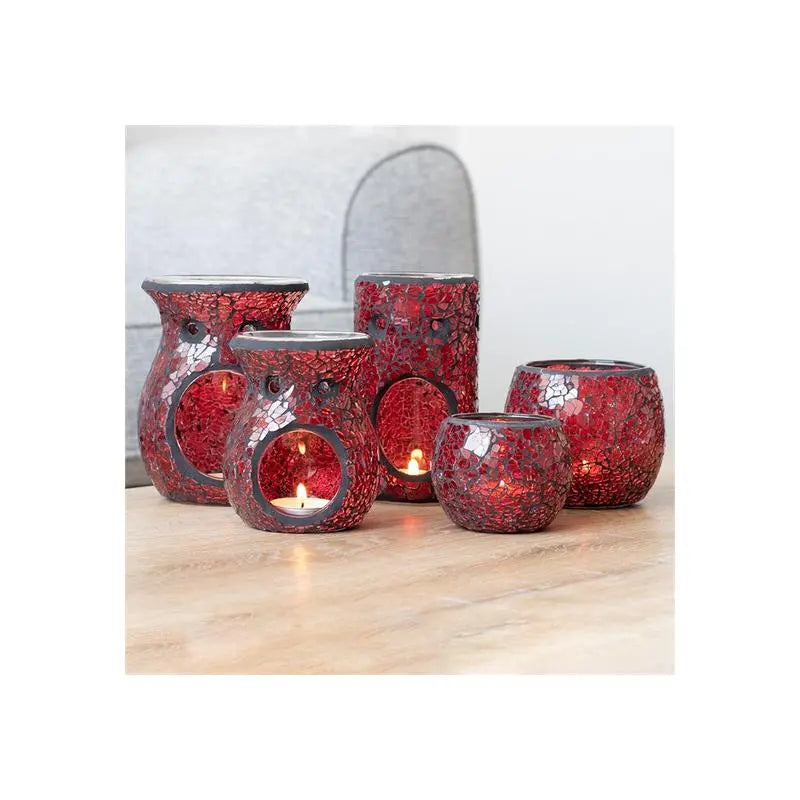 Small Red Crackle Glass Oil Burner Spirit Journeys Gifts