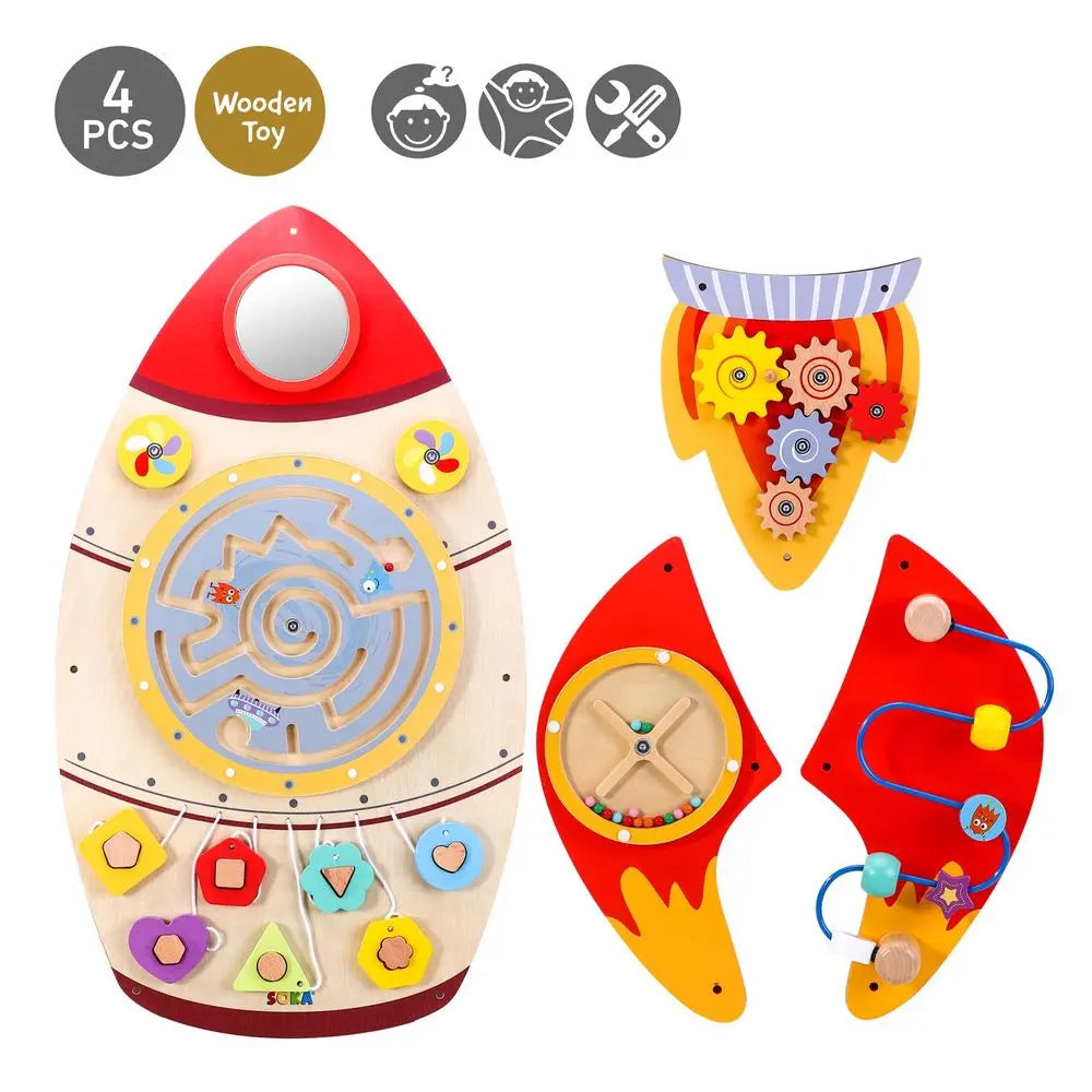 Soka Wooden Toy Deco for Children -Rocket SOKA Play Imagine Learn