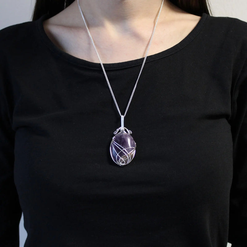 Swirl Wrapped Gemstone Necklace - Amethyst Spirit Journeys Gifts