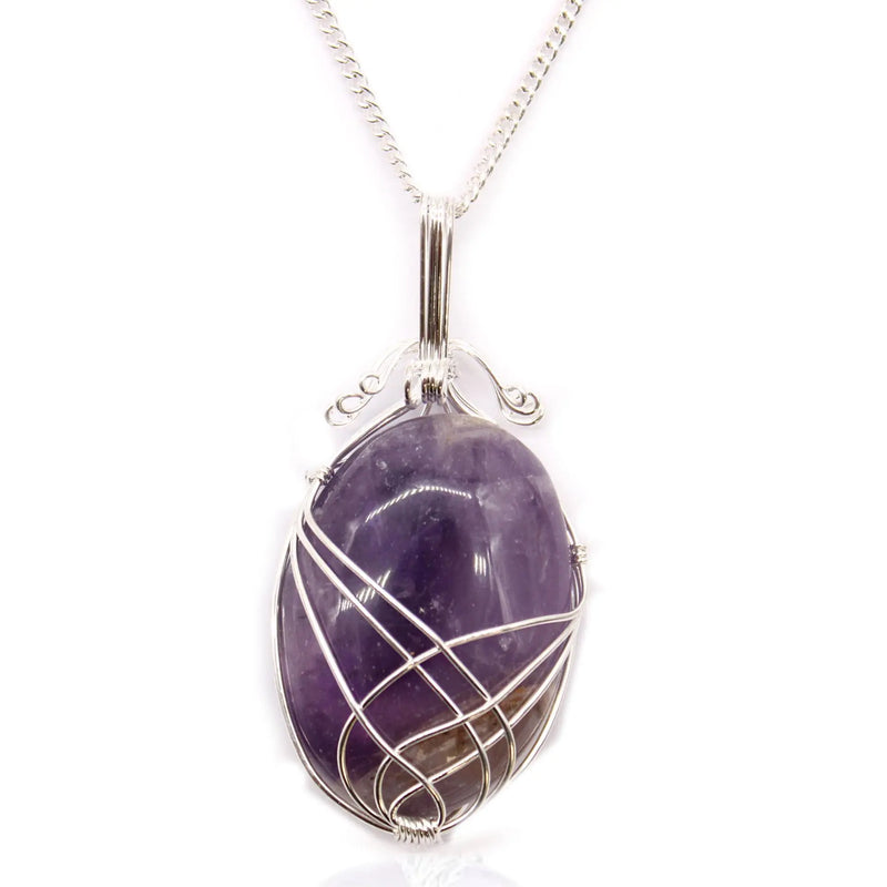 Swirl Wrapped Gemstone Necklace - Amethyst Spirit Journeys Gifts