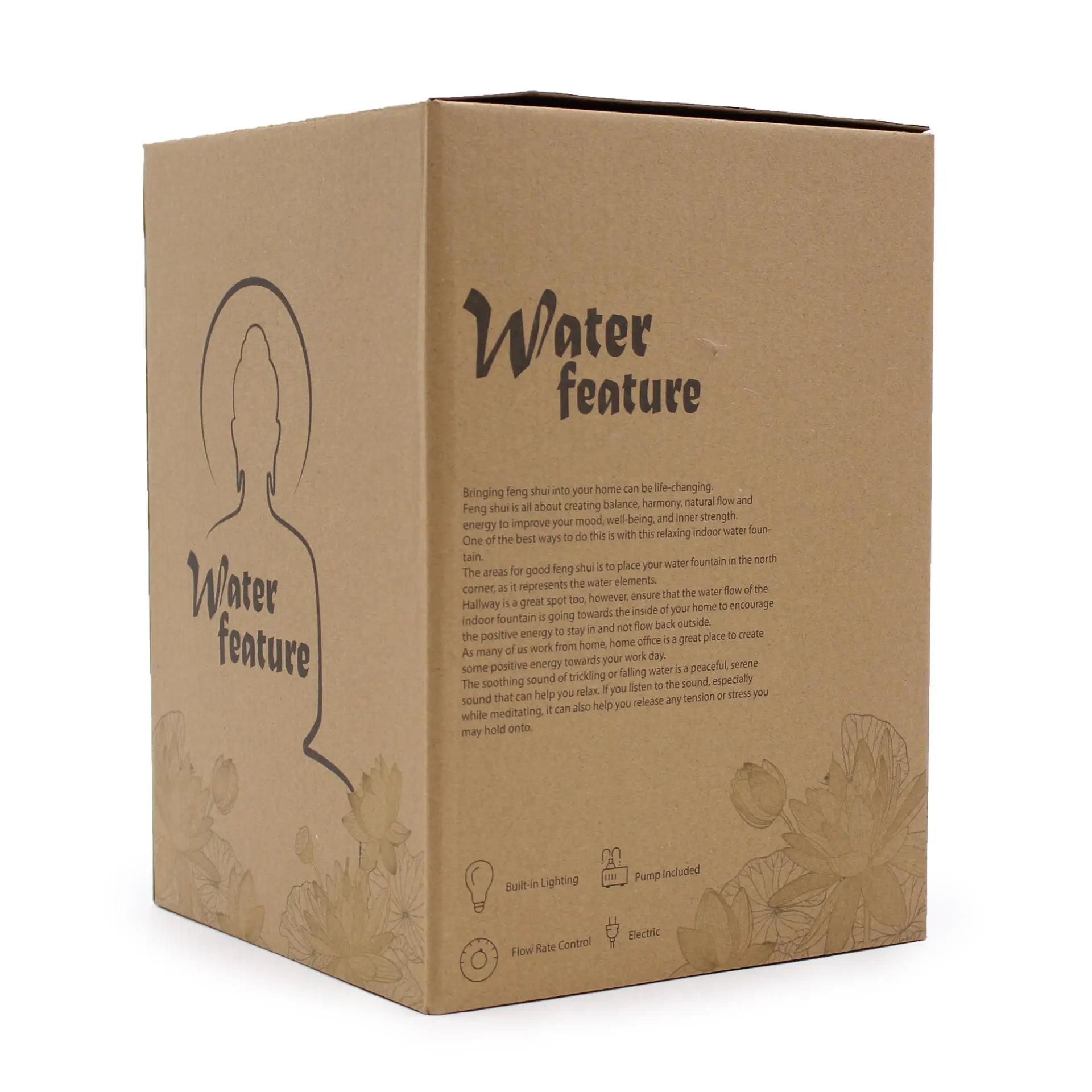 Tabletop Water Feature - 30cm - Golden Buddha & Vitarka Mudra Spirit Journeys Gifts