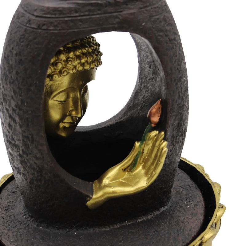 Tabletop Water Feature - 30cm - Golden Buddha & Vitarka Mudra Spirit Journeys Gifts