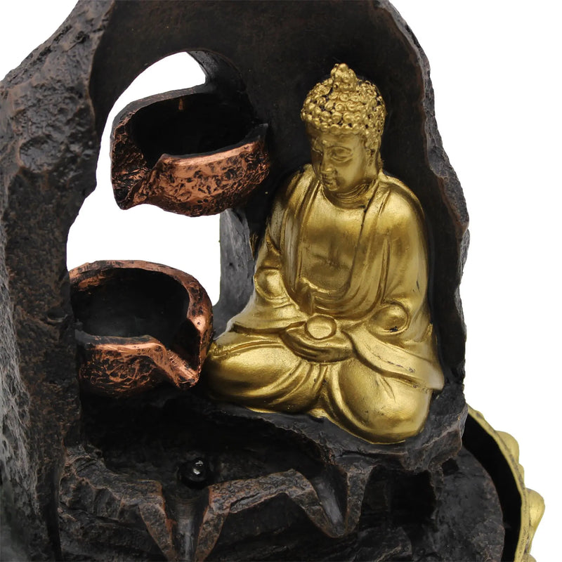 Tabletop Water Feature - 30cm - Golden Meditating Buddha Spirit Journeys Gifts