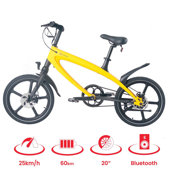 The Official Solar Beam Yellow E-Bike with Built-in Speakers & Bluetooth (Range up to 60km) Spirit Journeys Gifts