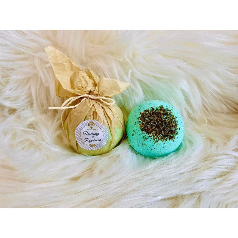 Therapeutic Bath Bomb - Rosemary & Peppermint Essential Oils Spirit Journeys Gifts