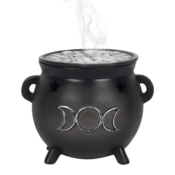 Triple Moon Cauldron Incense Cone Holder Spirit Journeys Gifts