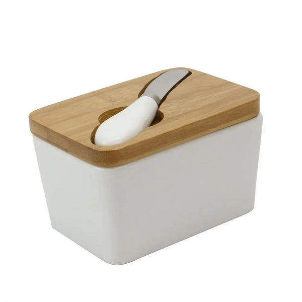 White Porcelain Butter Dish with Knife | M&W Maison & White
