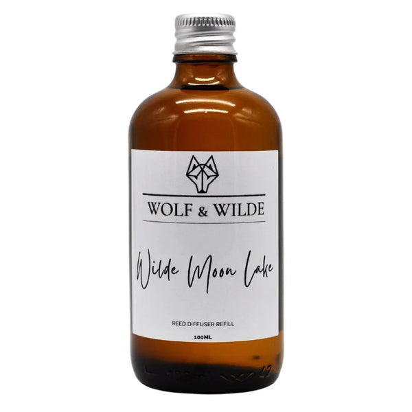 Wilde Moon Lake 100ML Luxury Reed Diffuser Refill In Amber Glass Bottle Wolf & Wilde