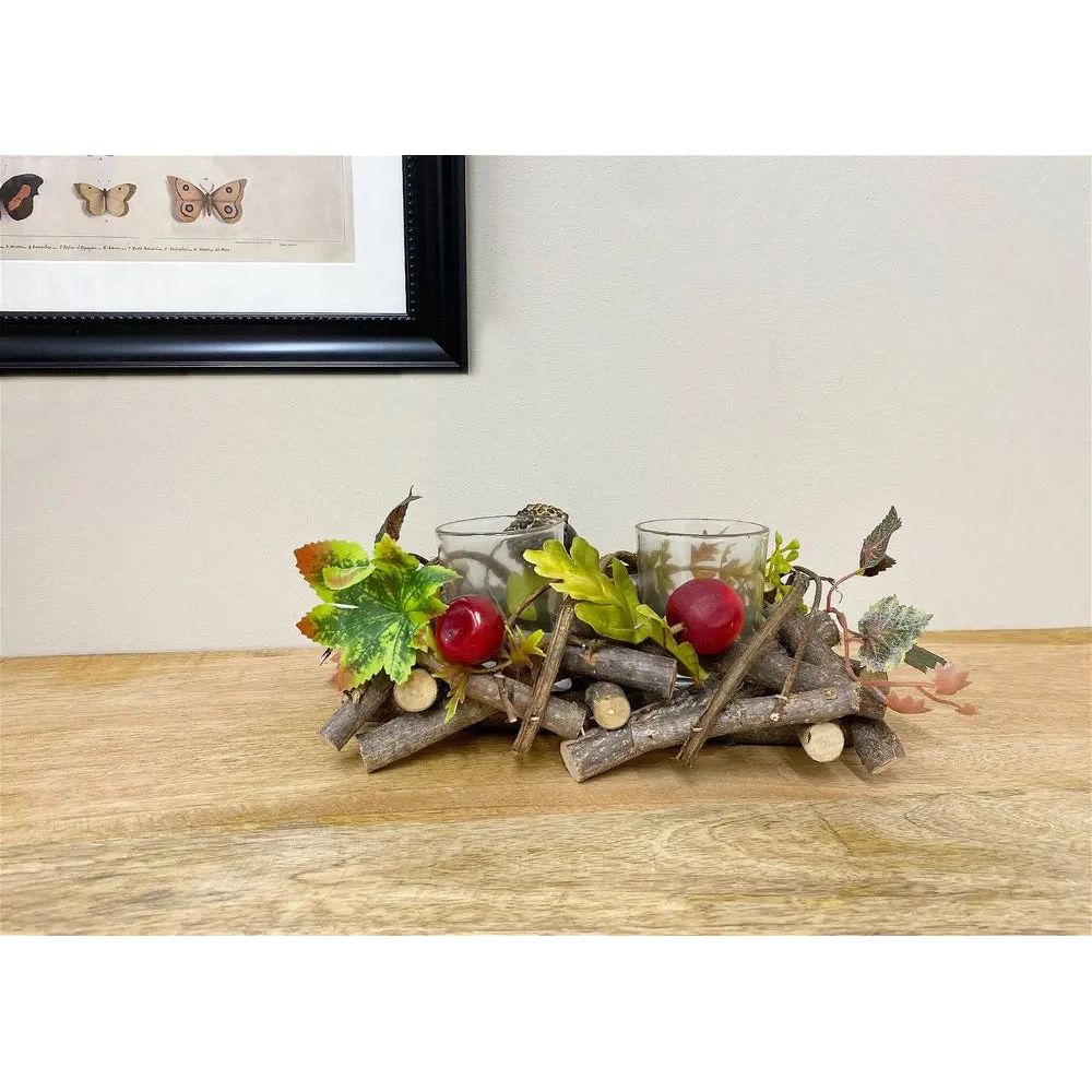 Wood And Fauna Double Tea light Holder gekofaire