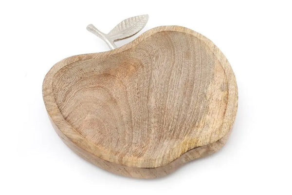 Wooden Apple Designed Tray with Silver Leaf - Small gekofaire